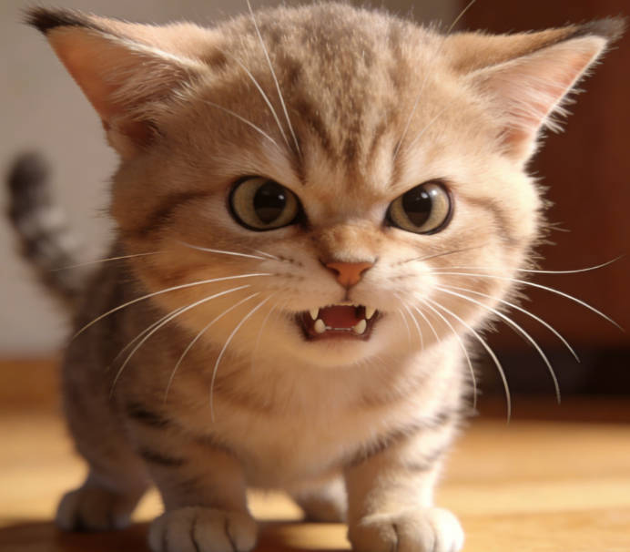Sometimes the cat looks cute but fierce.