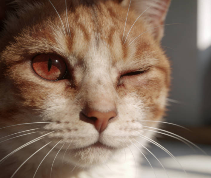 A cat with an eye injury