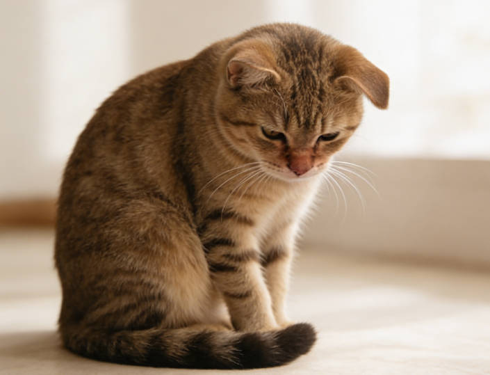 The cat's appearance when no one is home