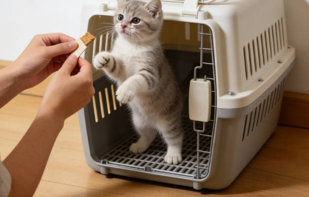 Prepare a comfortable bed for a pet entering your home for the first time